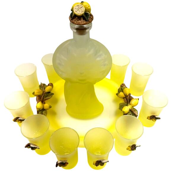 Vintage Italian Dal Santo Limoncello One-of-a-Kind 14PC Decanter/Tray/12 Glasses - Picture 8 of 16